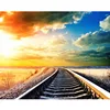 Oil handmade painting Railway track landscape picture 5D diy oil painting by numbers for wall decoration for kid paint by number
