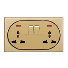 BS British Standard Smart Wall Electric Switch 2 Gang + Double Switch Socket with Neon light