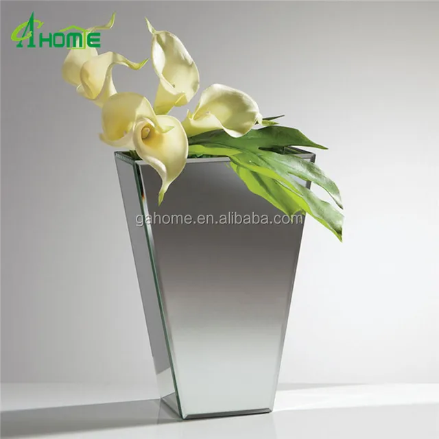 fashion silver mirrored glass vases for home interior use