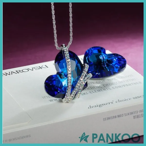 blue love pendant heart of ocean 925 sterling silver crystal