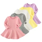 High Quality Clothes Long-Sleeved Fall And Winter Pink Girls Party Dress Newborn Baby Dress