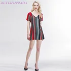 2018 High Quality Custom Women Stripe Printed Chiffon Maxi Dresses
