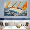 Canvas oil painting ocean waves sea and boat painting