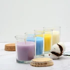 Wholesale custom high end scented soy candle in glass jars with wooden bamboo cork lid