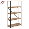 Portable modern furniture large tall bookcase,4 tiers industrial metal ladder book shelf wooden for living room