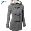 2017 autumn hot sale women long hooded jacket horn button thicken wool lady plus size coat