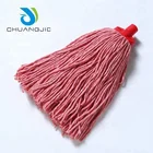 Cleaning wet mop head with cotton or polyester mop replacement head