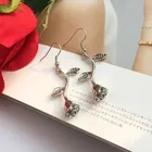 wholesale simple design statement jewelry rose flower drop earrings gold leaf hook earrings for women gifts