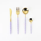 High Quality Stock Stainless Steel hotel restaurant tableware,High Grade Classic Dinner Knife/Spoon/Fork cutlery purple
