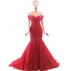 RSM66201dark red off shoulder evening gowns mermaid ruched skirt evening dresses without sleeves tight bodice evening dress