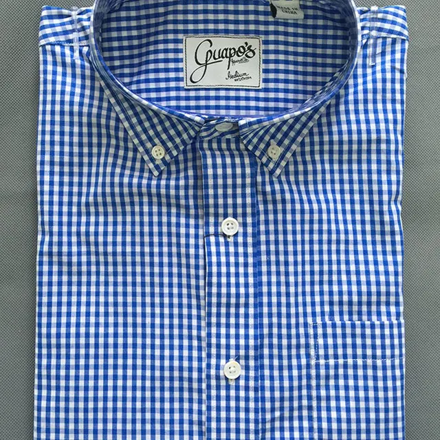 custom latest design mens button down small checked slim fit short sleeve dress shirt