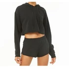100% cotton oversized sweat hoodie women crop top hoodie
