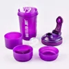 500ml Bpa Free Plastic Three Layers Protein Shake Mixer Shaker Bottle with Ball