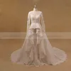 Long Sleeves Lace Real Pictures Beaded Ruffles Wedding Dress Bridal 2017