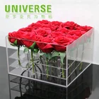 UNIVERSE factory sale customized crystal rose display acrylic box drawer clear acrylic flowers box with lid