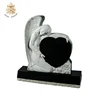 factory produced tombstone white angel holding heart shaped granite headstone NTGT-080