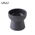 Household used round striped matte multi-colored ceramic custom logo luxury pet food bowl