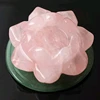 Natural Rose Pink Quartz Crystal Craved Lotus Aventurine Lotus Leaf For Decoration