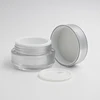 Double wall printing gel polish pot 1 oz 1.7 oz clear round sliver acrylic cosmetic plastic jar PP inner with aluminum lid