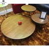 Antique Tables Wooden Top stainless Steel Base Coffee Table living room table sets round