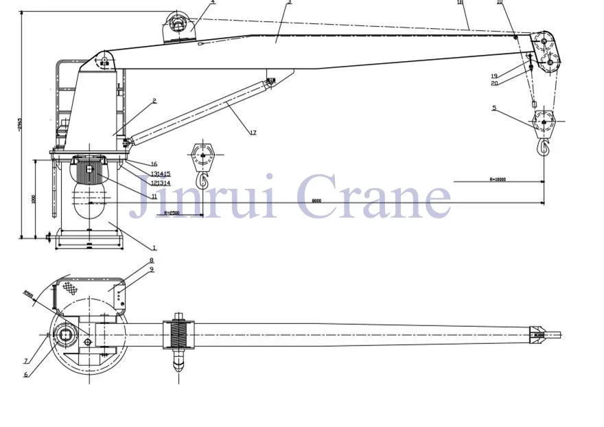 Marine Chinese Hydraulic Ship Deck Crane Floating Ship Crane