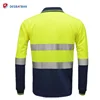 Hi vis rib collar safety long sleeve polo work t-shirts with reflective tape