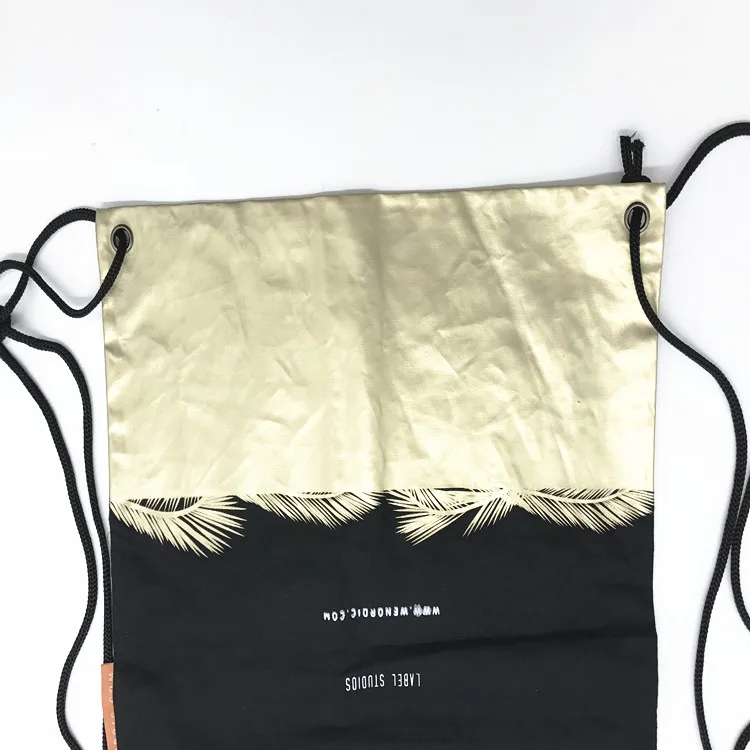 custom waxed travel drawstring tote bag cotton canvas pouch