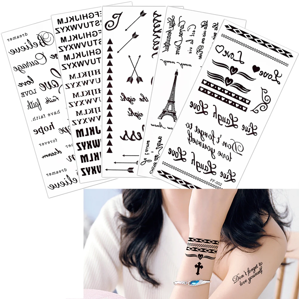 Sexy Small Letters Body Temperament Tattoo Stickers FF, Metallic / colorful / customized
Sexy Small Letters Body Temperament Tattoo Stickers FF, Metallic / colorful / customized