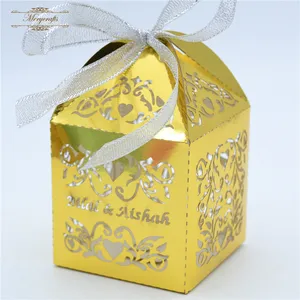 wedding party candy gift paper box with ribbon decoration