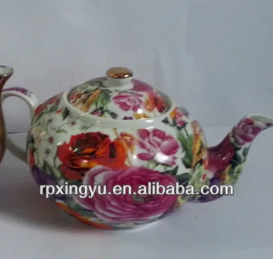 ceramic tea pot &coffee kettle with flower decal
