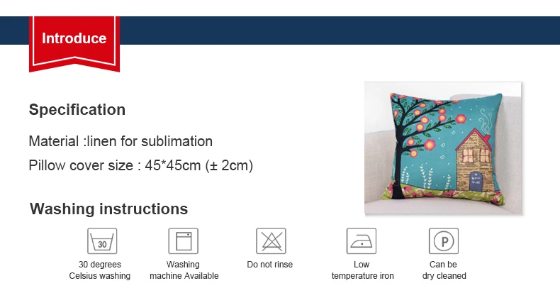 sublimation customized plain pillow cover for heat transfer