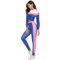 High quality fashion stitching color long sleeve casual sports two piece set women long tracksuit
High quality fashion stitching color long sleeve casual sports two piece set women long tracksuit