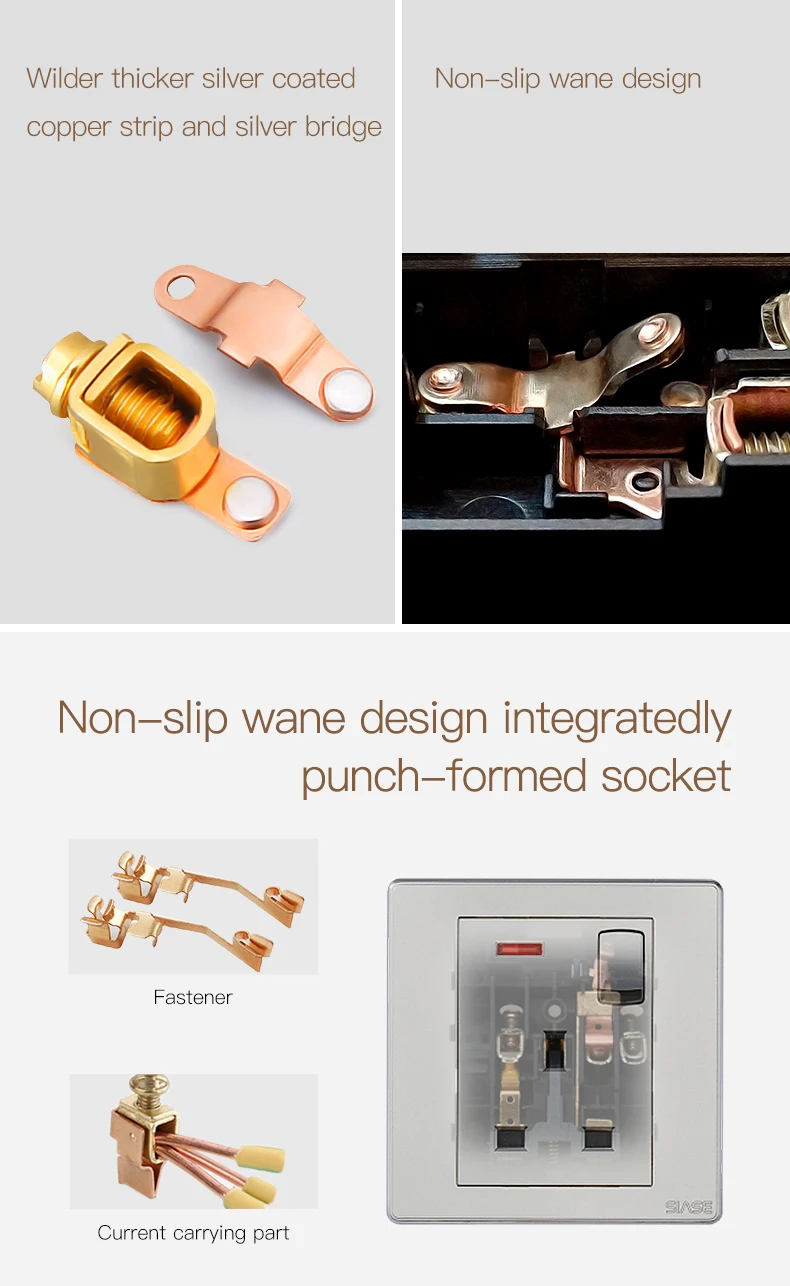 AC power newly frameless home switches 2 gang metal light switch