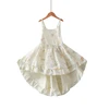 girls flower lace-up ethnic maxi dress baby jersey let's dance dress pleated white beach dress