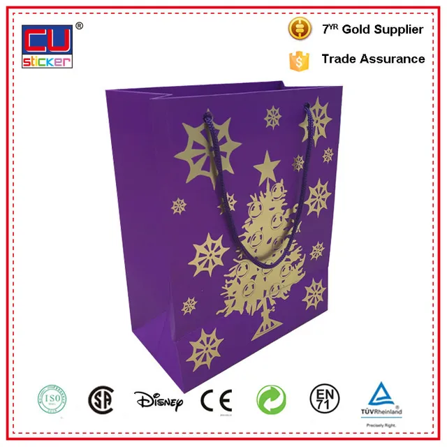 nice quality golden pattern of christmas gift bag,paper handbags