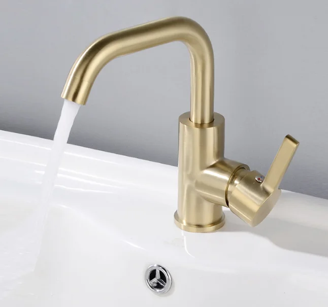 Basin Mixers Brushed Gold Hot Cold Water Bronze Bathroom Faucets