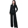 Custom Made Wholesale Black Vertical Stripes Business Suits For Women