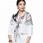 Free Sample No MOQ Factory Manufacturing Fashion Custom Printed Women Square Twill Silk Scarves