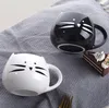 Creative cartoon ceramic mugs cup black and white cat couple cup gifts big drum belly breakfast milk coffee cup