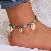 

Sindlan New Arrivals Hot Summer Sea Beach Bohemian Beaded Natural Conch Foot Jewelry Boho Anklet