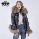 Latest design korean fashion women winter coat down fur collar women's coat