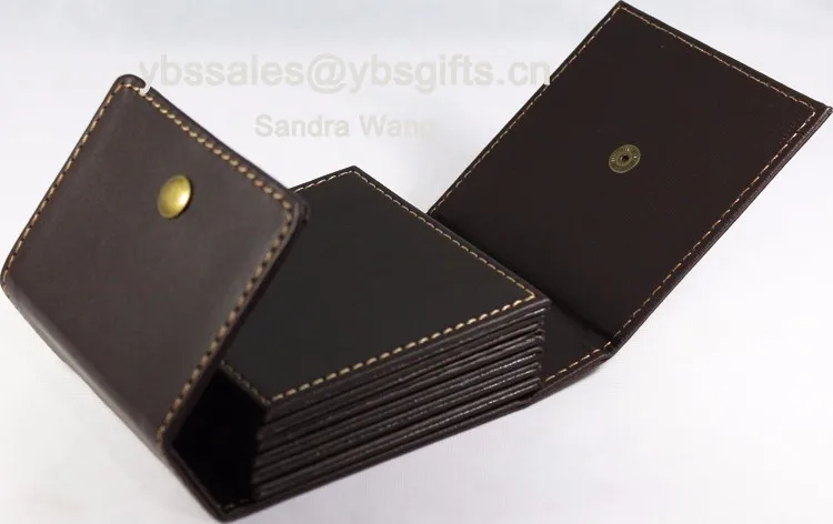 coasters set of 6 with travel case brown faux leather great gift