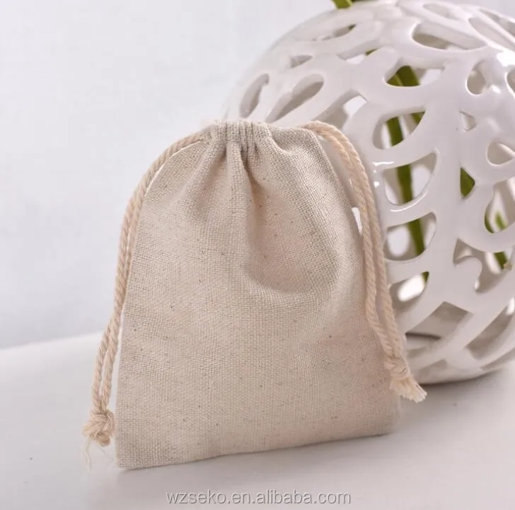 deluxe cotton jute drawstring bag/drawstring jute linen bag
