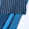 6.8 oz blue and black cotton polyester stripe denim fabric