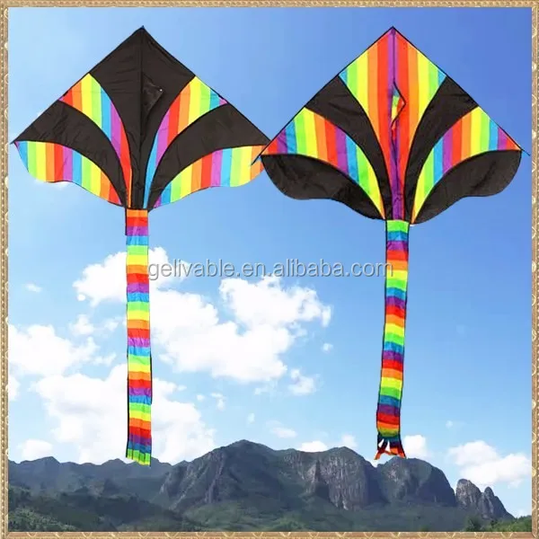 Chinese easy flying rainbow kite with irised tail  (5).jpg