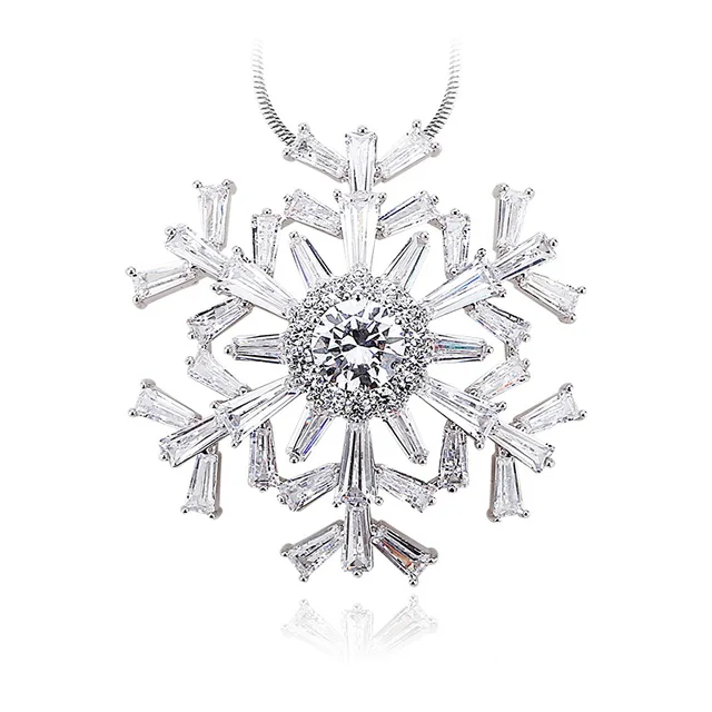 new design christmas cooper rhodium shinning zircon snow flower