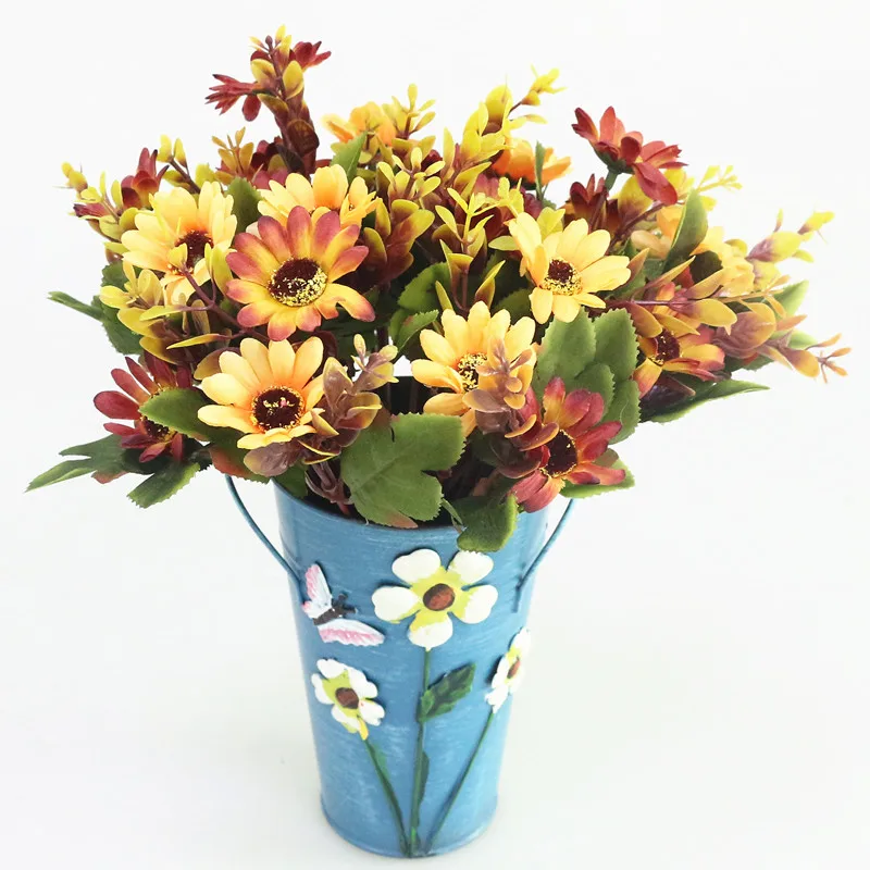 Flone Lovely Mini Daisy Imitation Flower European Style Oil Painting Chrysanthemum Silk Flower Wedding Home Party Decor (1)