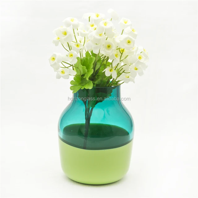 new design mouth blown colered glass vase round flower vase