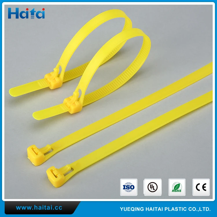 Haitai Wholesale 200mm Print Logo Reusable Plastic Nylon Cable Tie