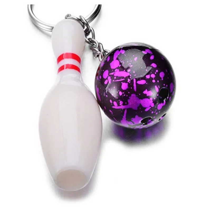 Promo custom logo plastic bowling ball keychain